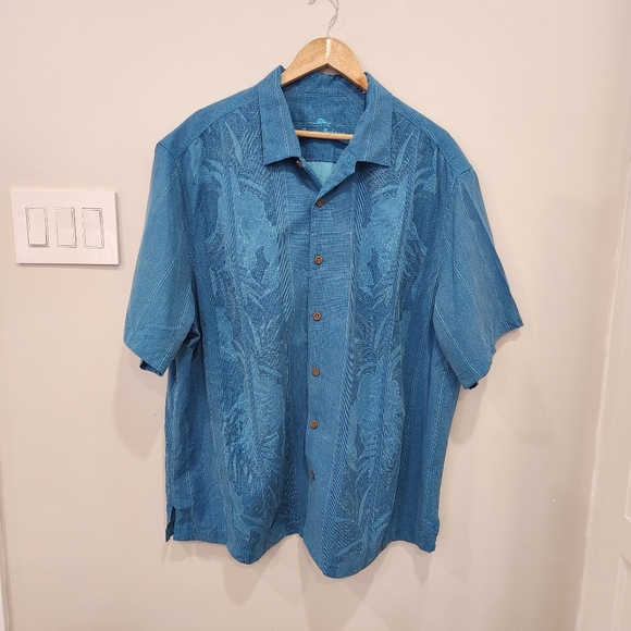 Tommy Bahama Other - VTG Tommy Bahama Shirt Mens 2XLB Blue 100% Silk Short Sleeve Floral Hawaiian